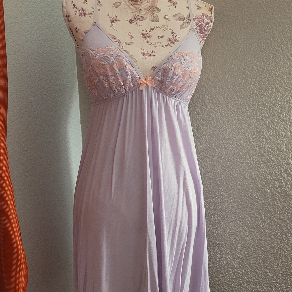 Victoria's Secret Lilac Chemise with Peach Lace Accents